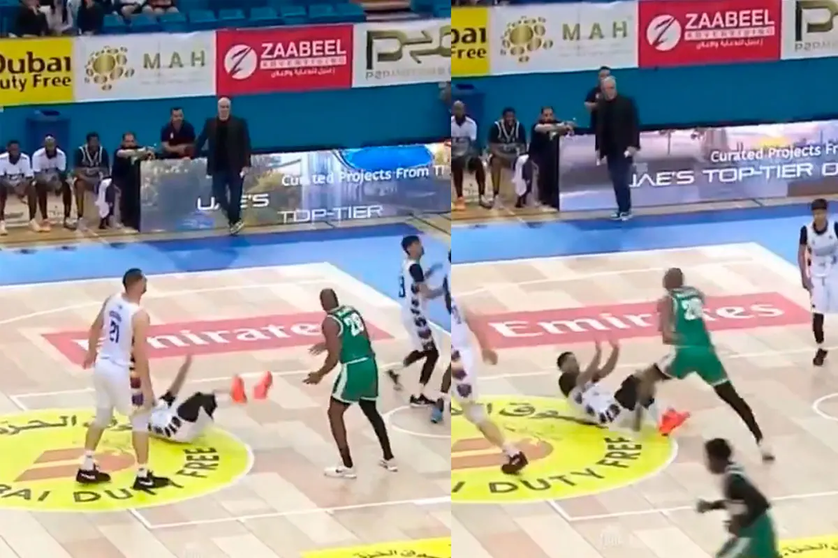 Brutal agresión en un partido de básquet: un jugador le pegó una patada en la cabeza a un rival
