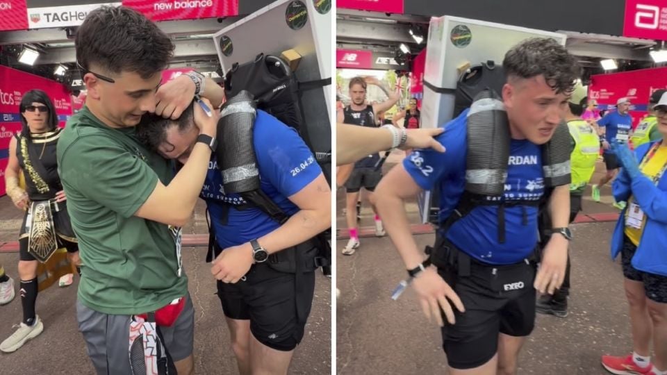 Corre el maratón de Londres cargando un refrigerador de 25 kg para recaudar fondos e investigar el Alzheimer que afecta a su familia